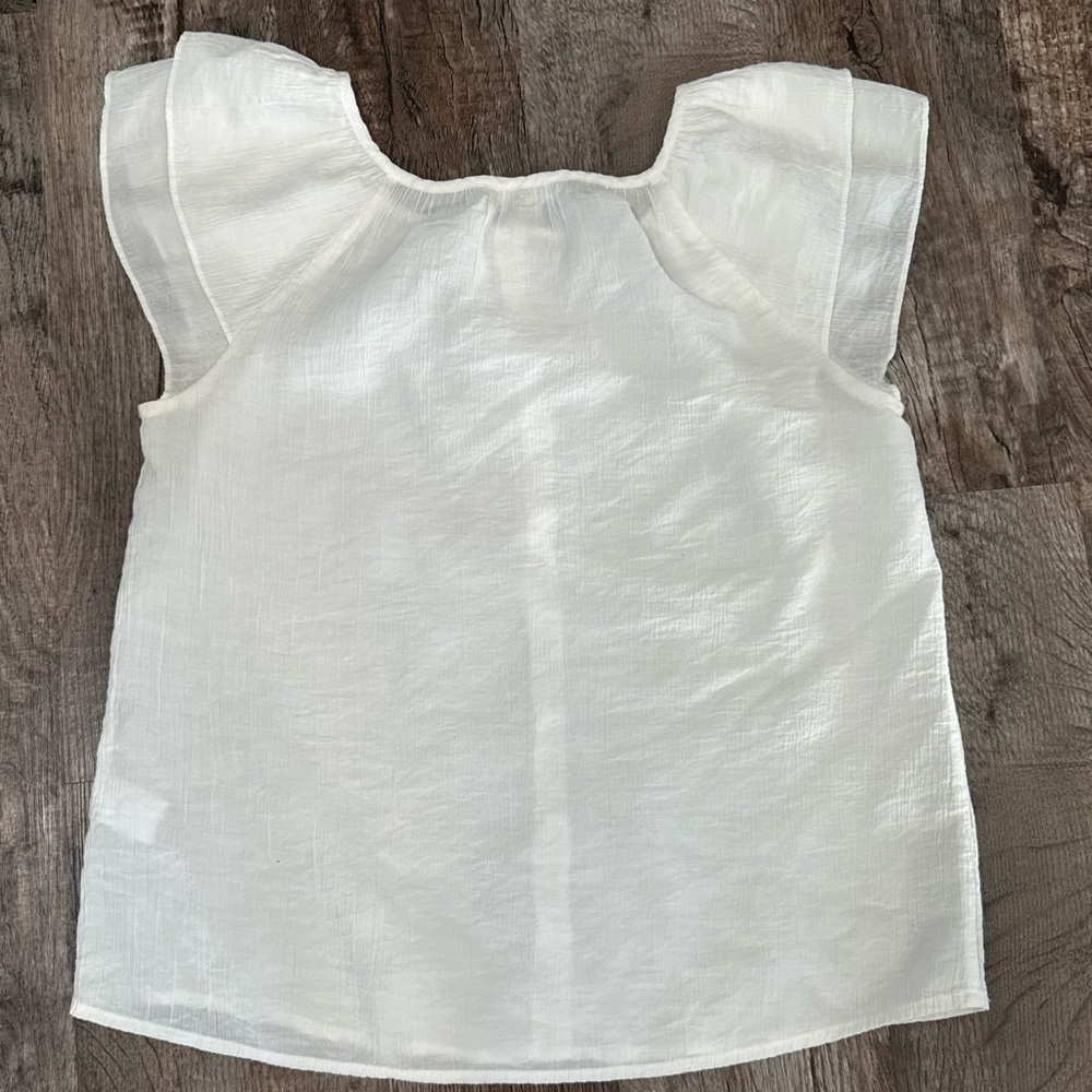 Monday Fun White Flutter Sleeve Button Front Blou… - image 2